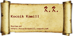 Kocsik Kamill névjegykártya